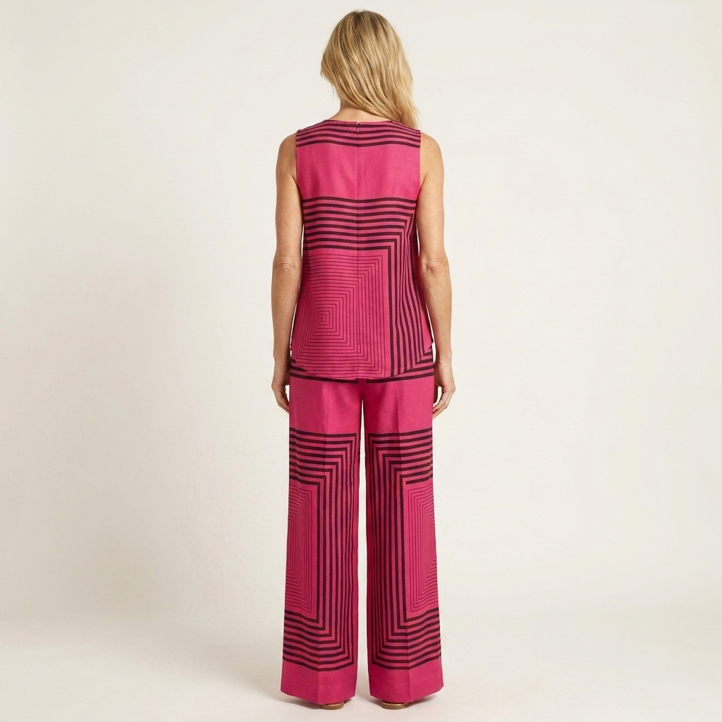 Samia | Cotton-Blend Two-Piece Set With Sleeveless Top And Wide-Leg Pants