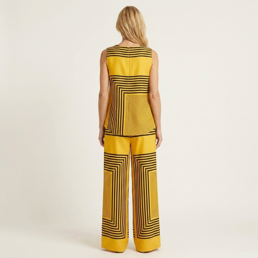Samia | Cotton-Blend Two-Piece Set With Sleeveless Top And Wide-Leg Pants