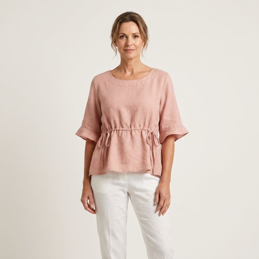 Bellita | Cotton Lace-Up Blouse With Ruffle Sleeves