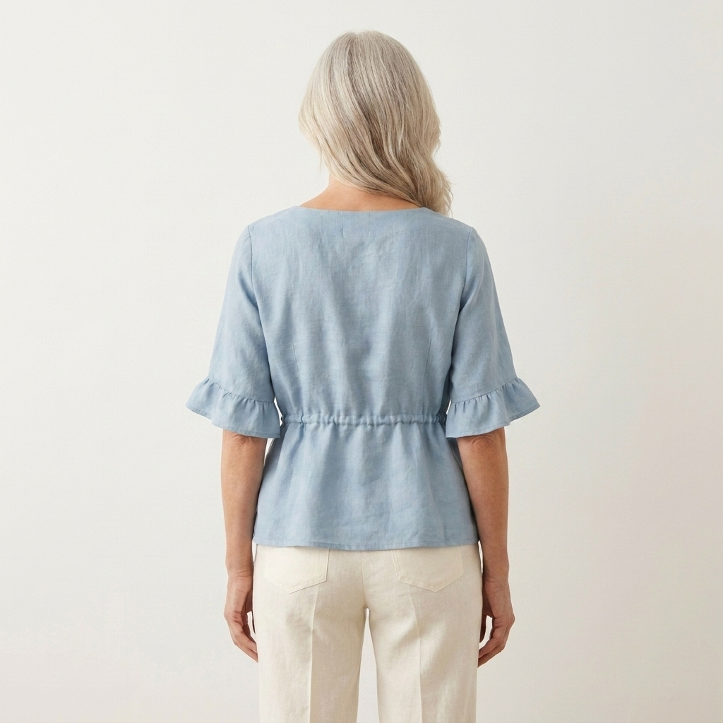 Bellita | Cotton Lace-Up Blouse With Ruffle Sleeves