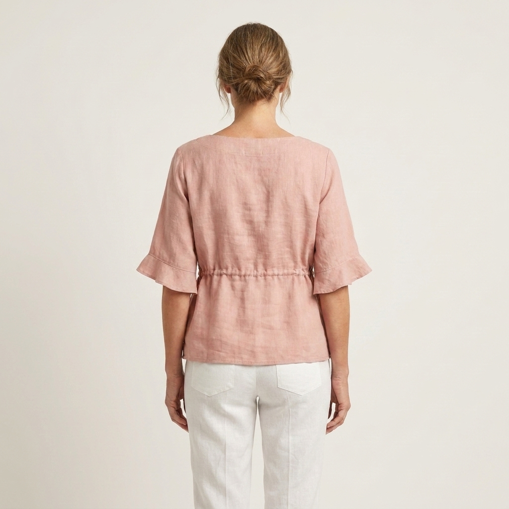 Bellita | Cotton Lace-Up Blouse With Ruffle Sleeves