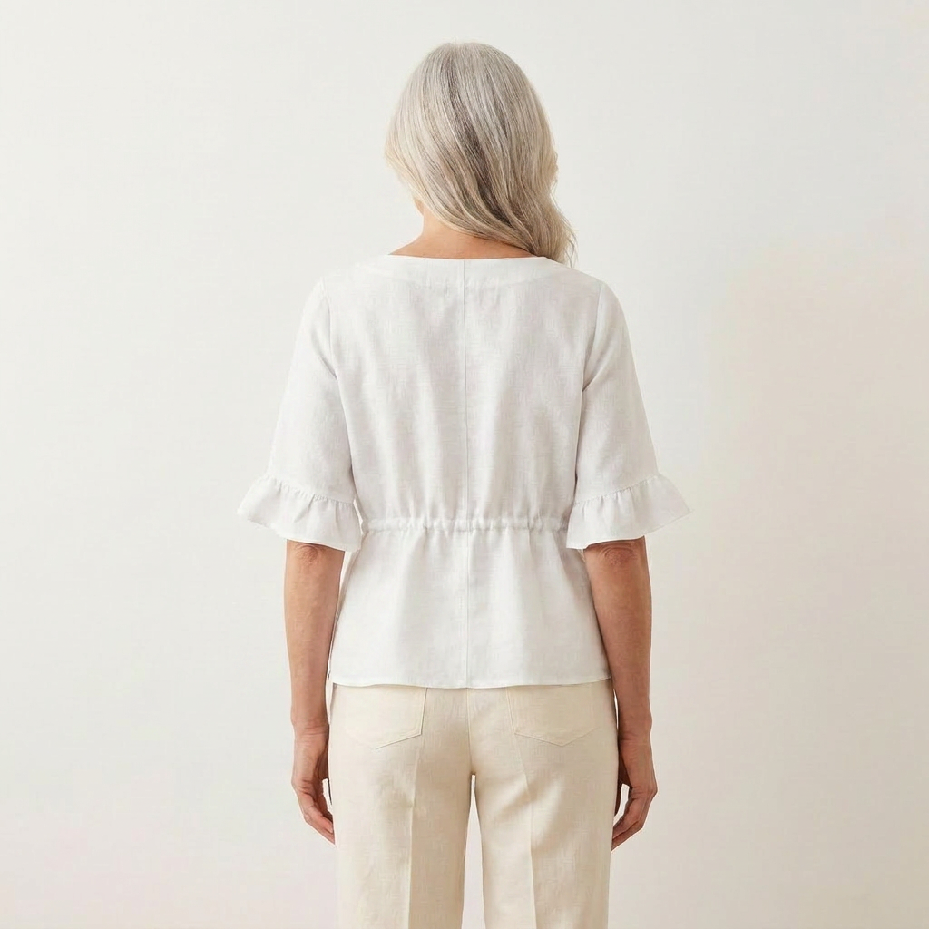 Bellita | Cotton Lace-Up Blouse With Ruffle Sleeves