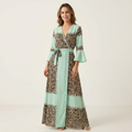 Vellany | Cotton-Blend Wrap Maxi Dress With Leopard Patchwork