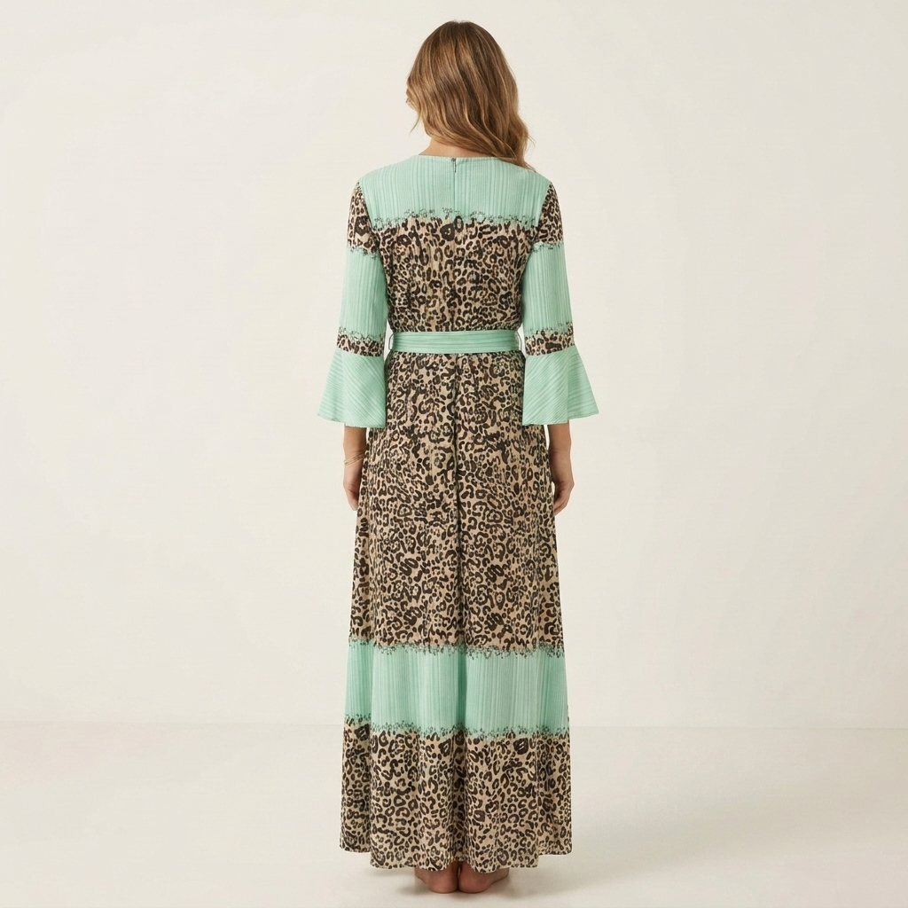 Vellany | Cotton-Blend Wrap Maxi Dress With Leopard Patchwork