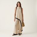 Leonora | Linen-Cotton Two-Piece With Draped Cowl Neck