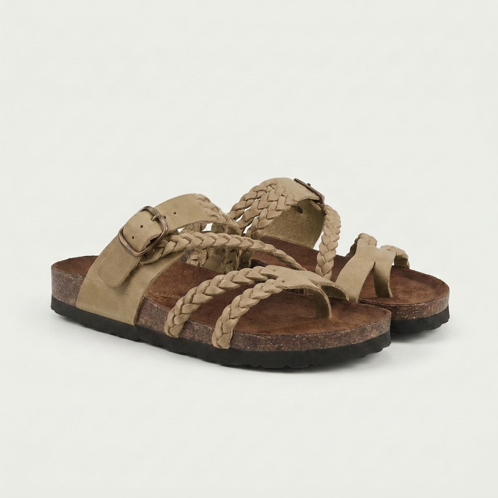 Amira | Multi-Braid Toe-Loop Cork Sandal