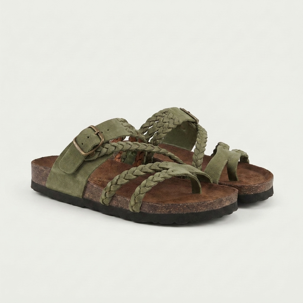 Amira | Multi-Braid Toe-Loop Cork Sandal