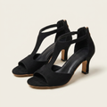 Gina | Suede T-Strap Peep-Toe Heel With Zip Closure
