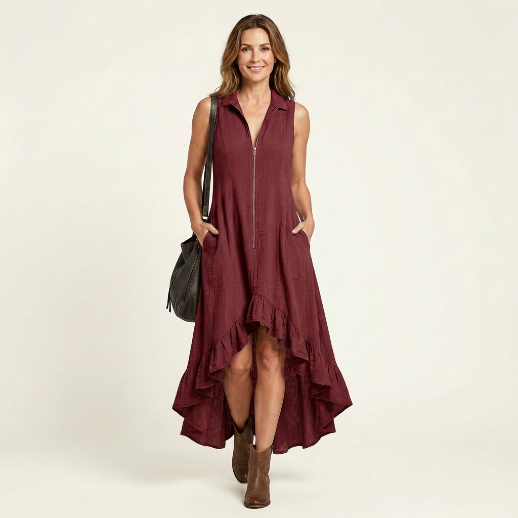Gabby | Sleeveless High-Low Ruffle Dress