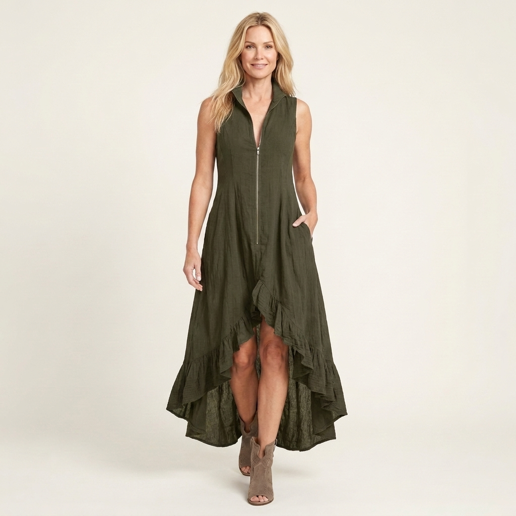 Gabby | Sleeveless High-Low Ruffle Dress