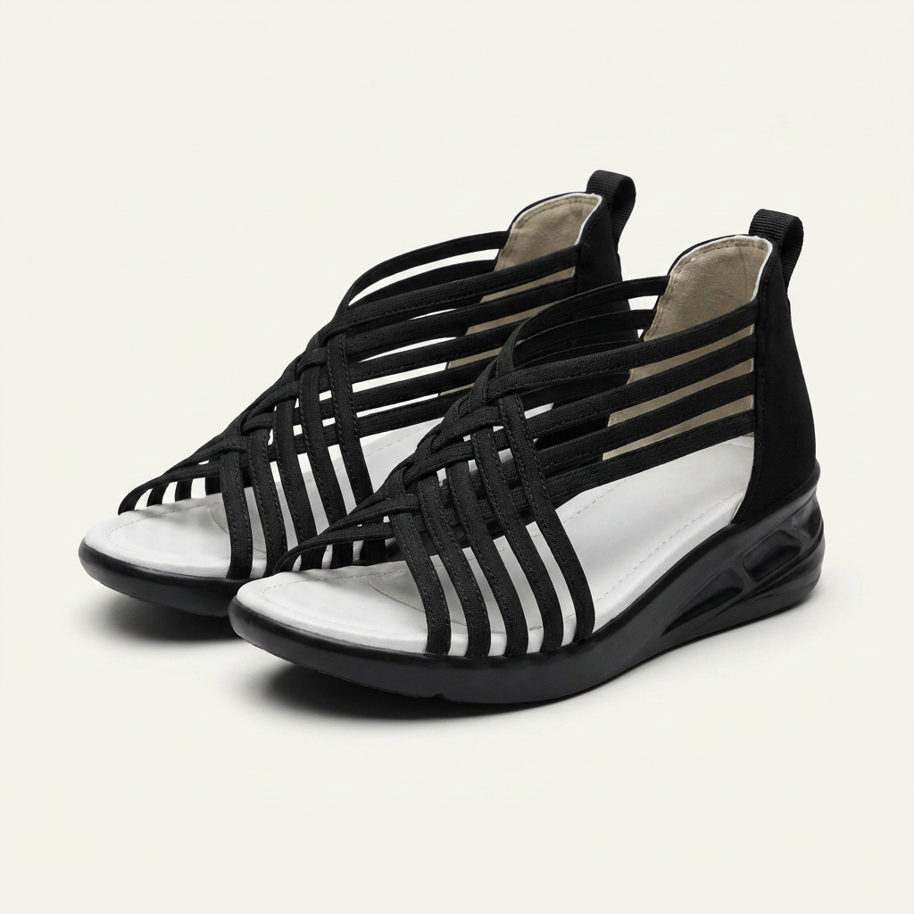 Sarah | Multi-Strap Elastic Gladiator Sandal With Cushioned Sole