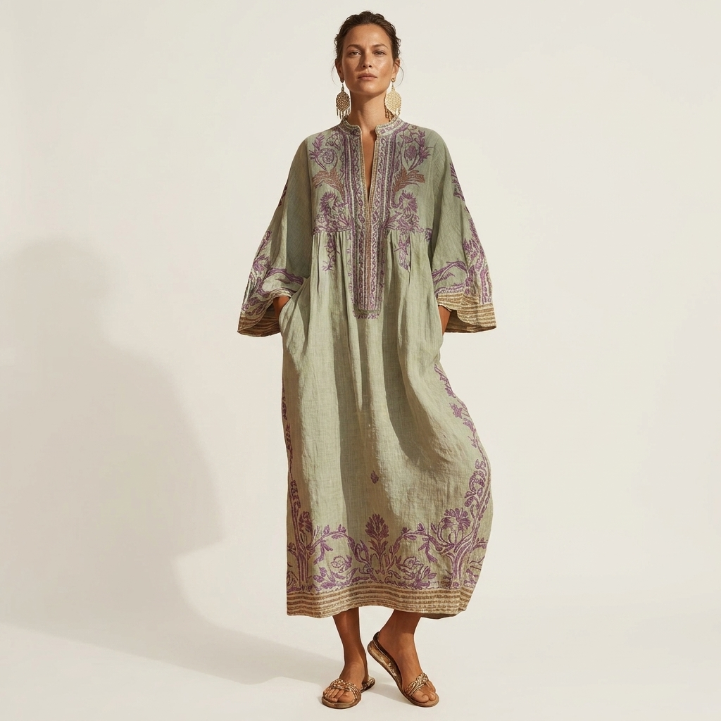Jamila | Embroidered Boho Maxi Dress