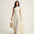 Mariana | Pleated Chiffon Sleeveless Maxi Dress With Fitted Bodice