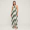 Laura | Striped Halter Maxi Dress With Open Back