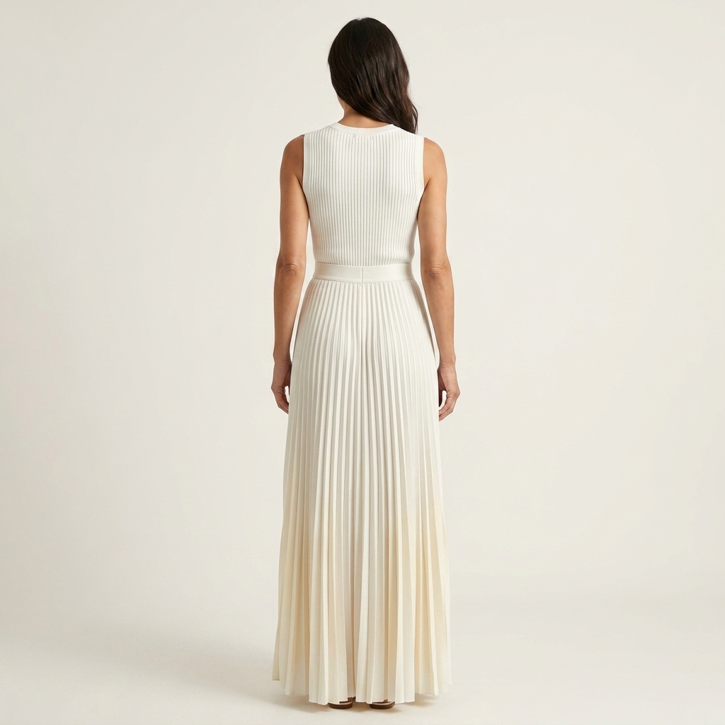 Mariana | Pleated Chiffon Sleeveless Maxi Dress With Fitted Bodice