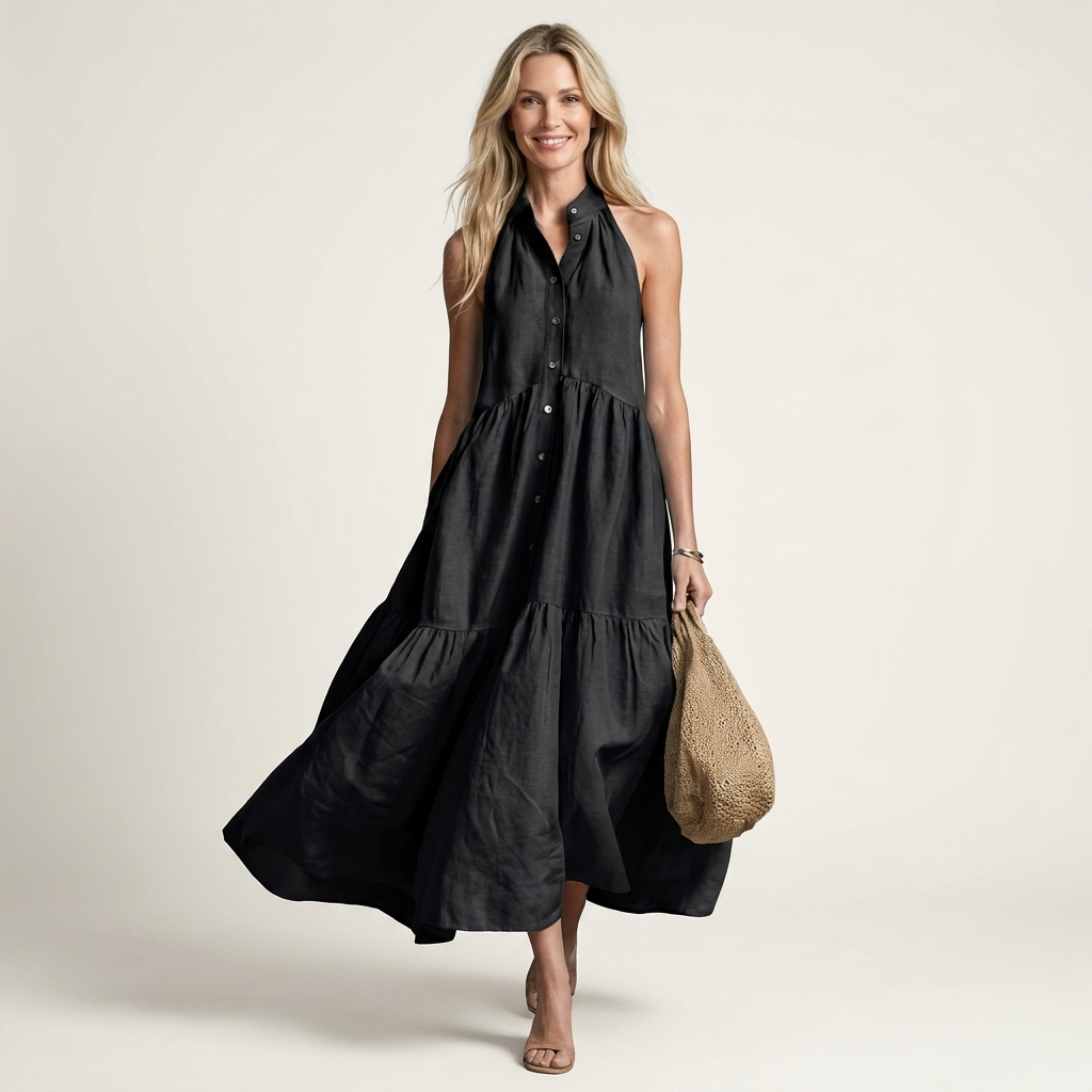 Mariella | Halter Neck Tiered Maxi Dress
