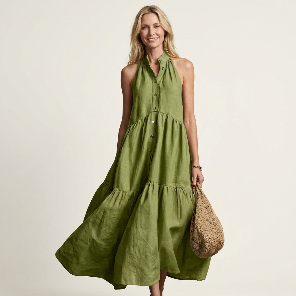 Mariella | Halter Neck Tiered Maxi Dress