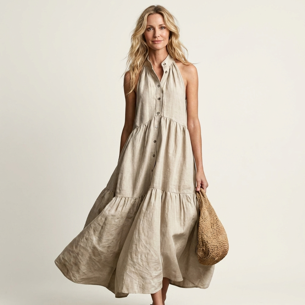 Mariella | Halter Neck Tiered Maxi Dress