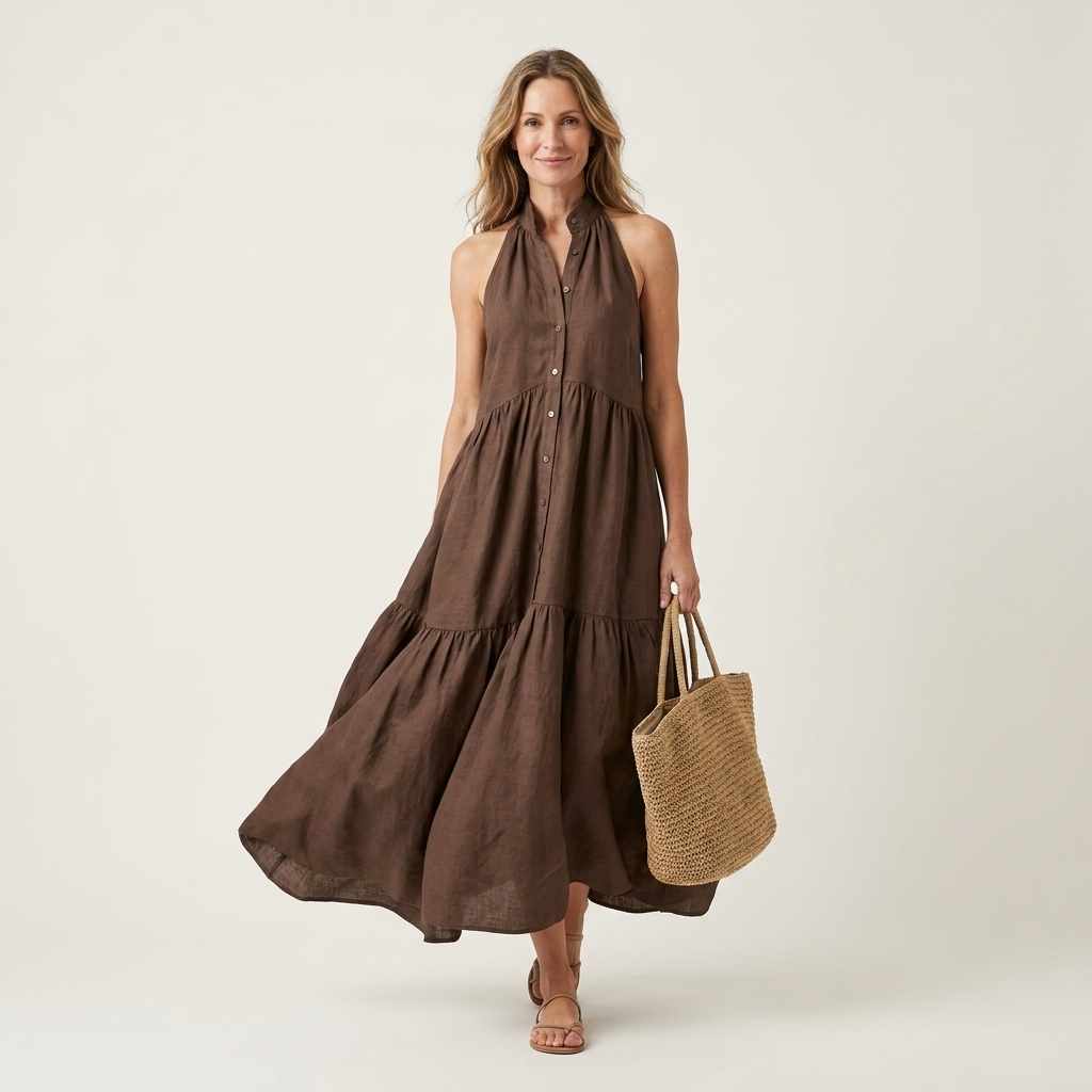 Mariella | Halter Neck Tiered Maxi Dress