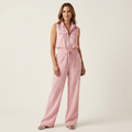 Leona | Zip-Front Two-Piece Set With Drawstring Wide-Leg Pants