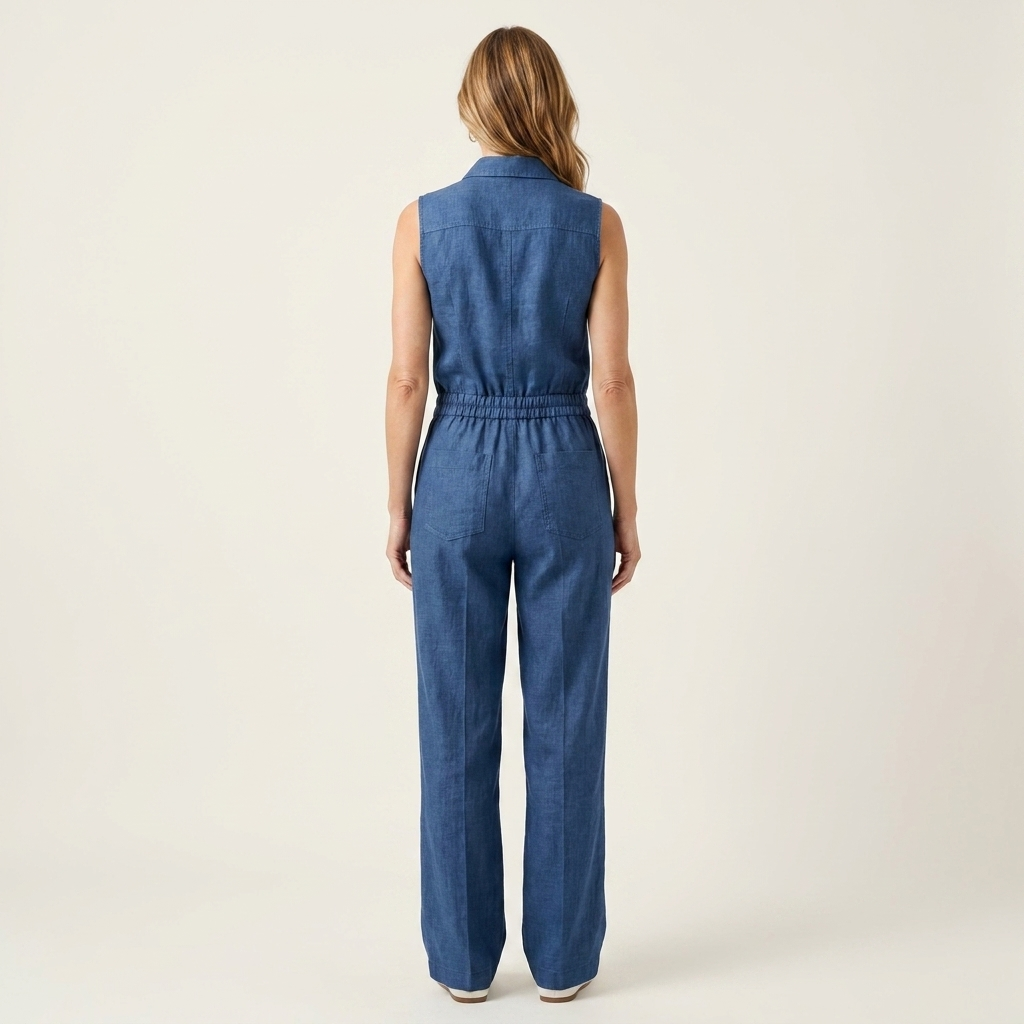 Leona | Zip-Front Two-Piece Set With Drawstring Wide-Leg Pants