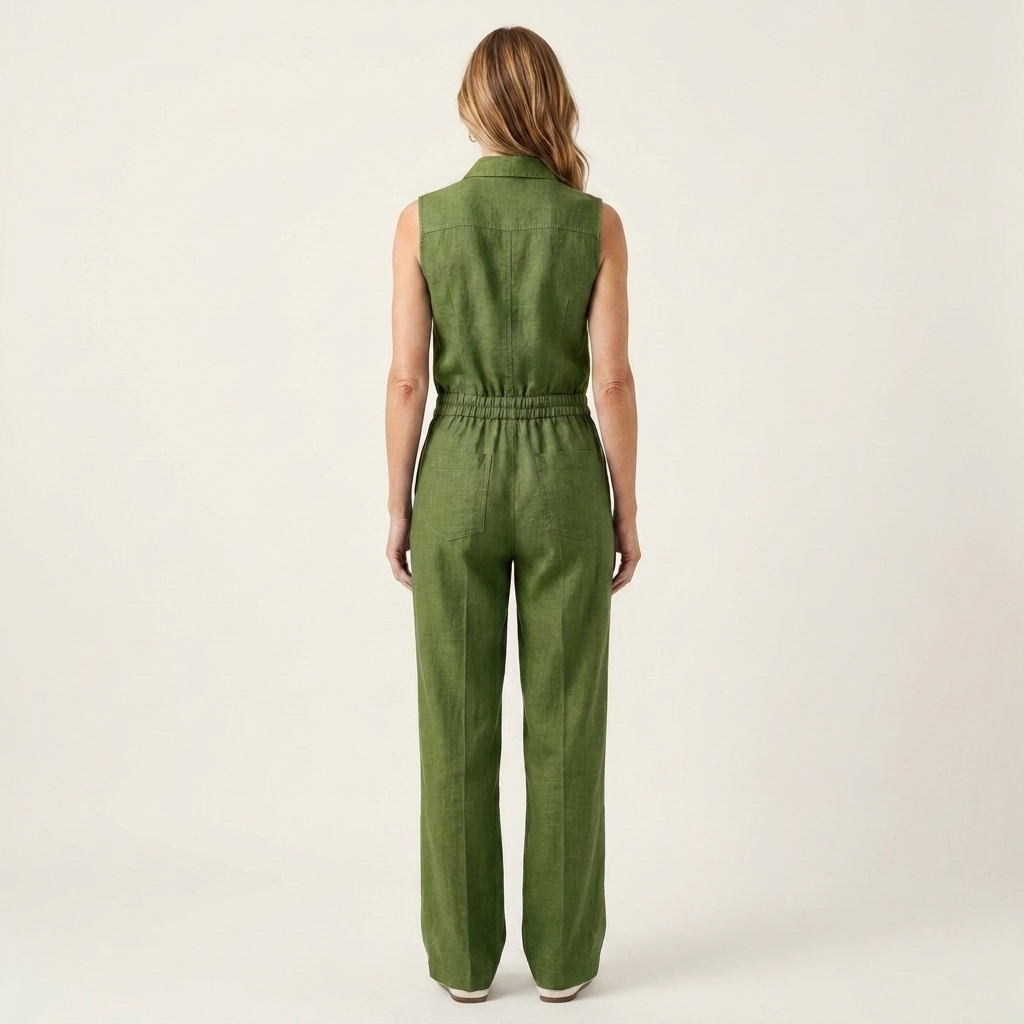 Leona | Zip-Front Two-Piece Set With Drawstring Wide-Leg Pants