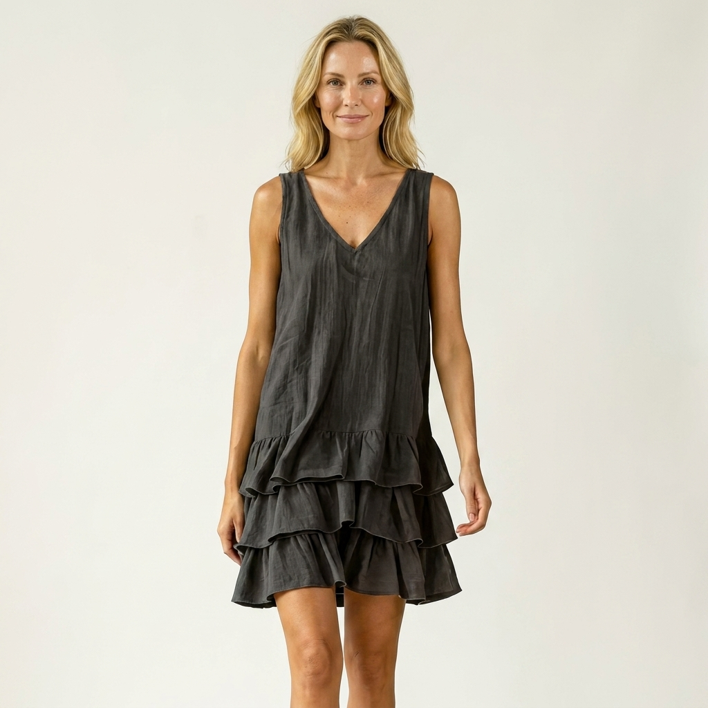 Emily | V-Neck Triple Ruffle Mini Dress
