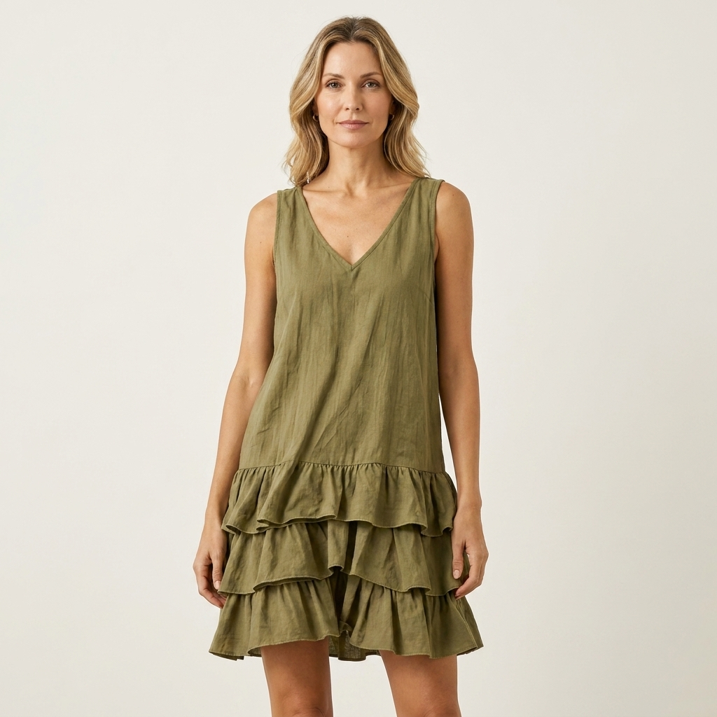 Emily | V-Neck Triple Ruffle Mini Dress
