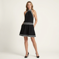 Monica | Contrast Trim Halter Neck A-Line Mini Dress