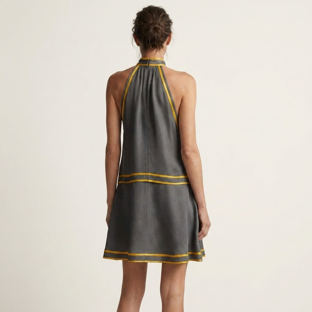 Monica | Contrast Trim Halter Neck A-Line Mini Dress