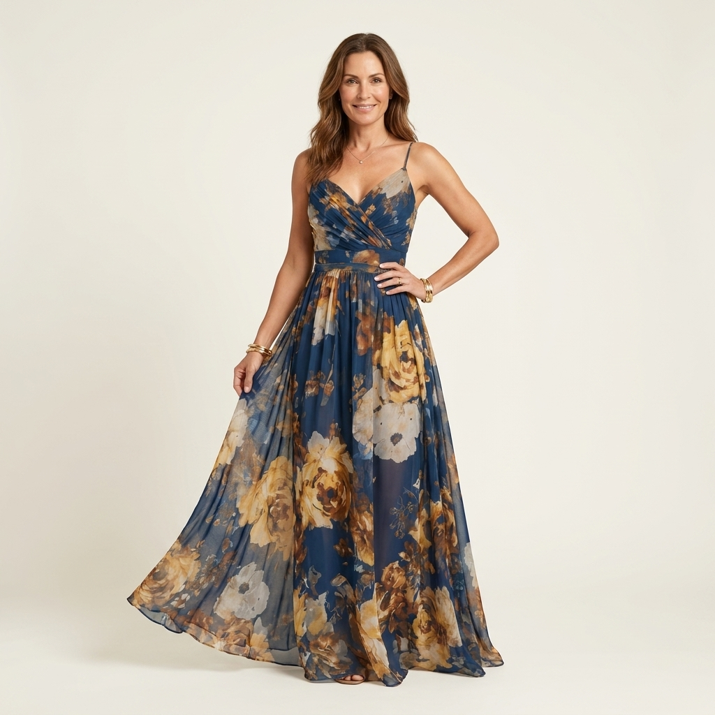 Zora | Floral Print Chiffon Maxi Dress