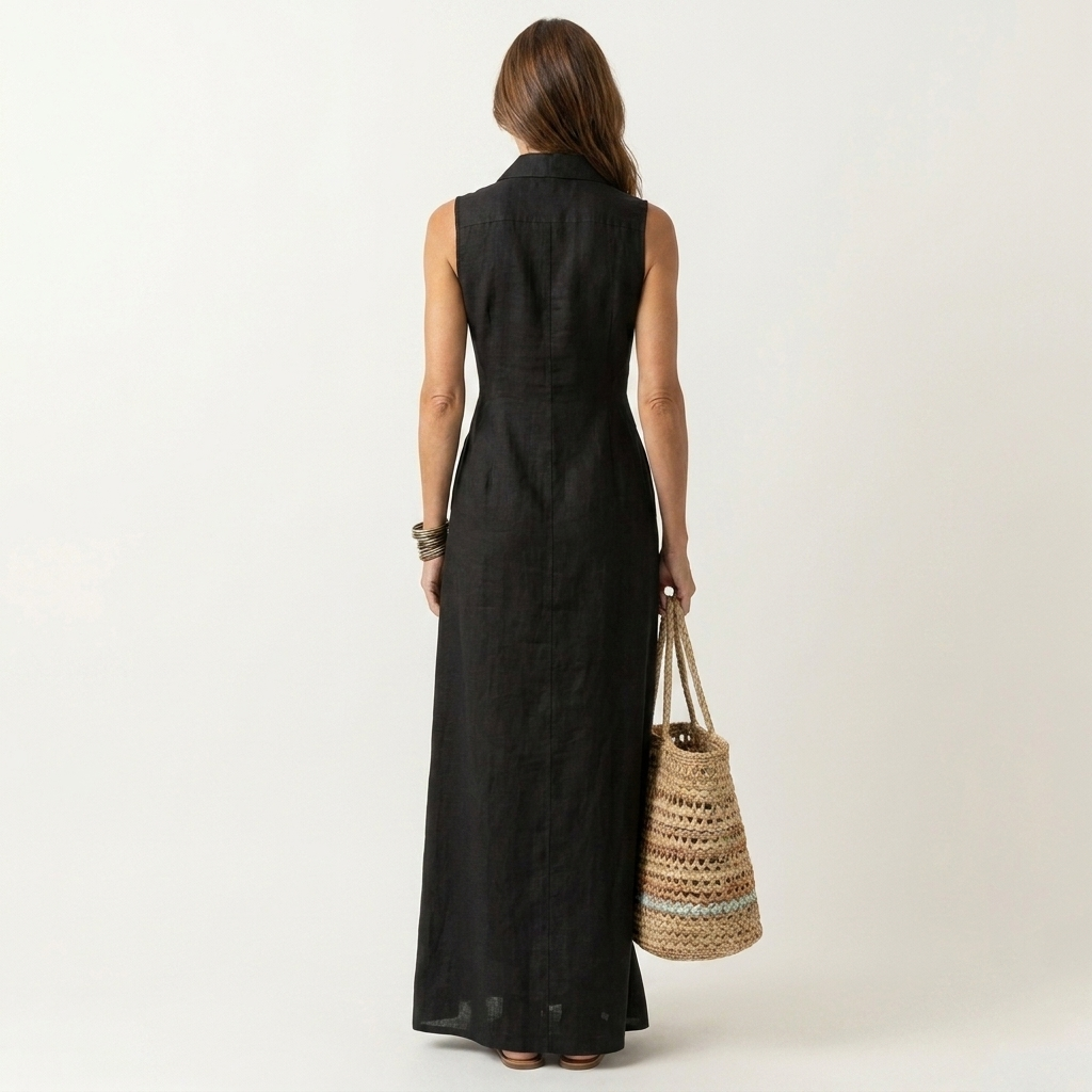 Irelia | Cotton-Linen Maxi  Shirt Dress