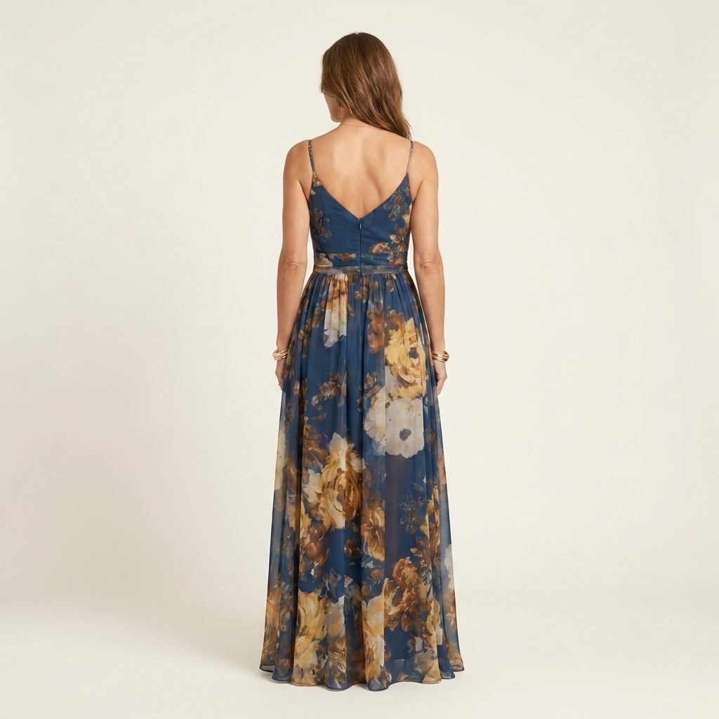 Zora | Floral Print Chiffon Maxi Dress