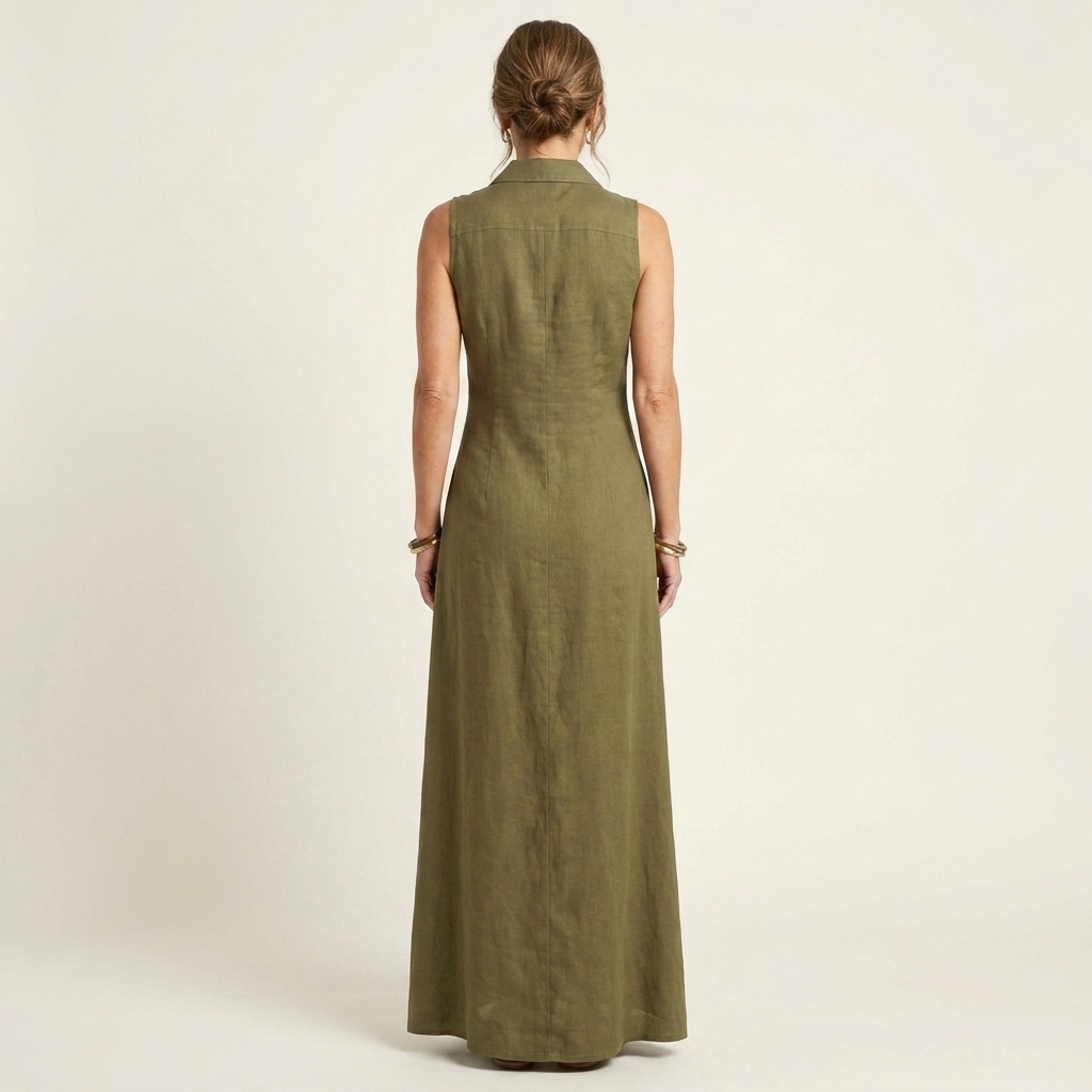 Irelia | Cotton-Linen Maxi  Shirt Dress