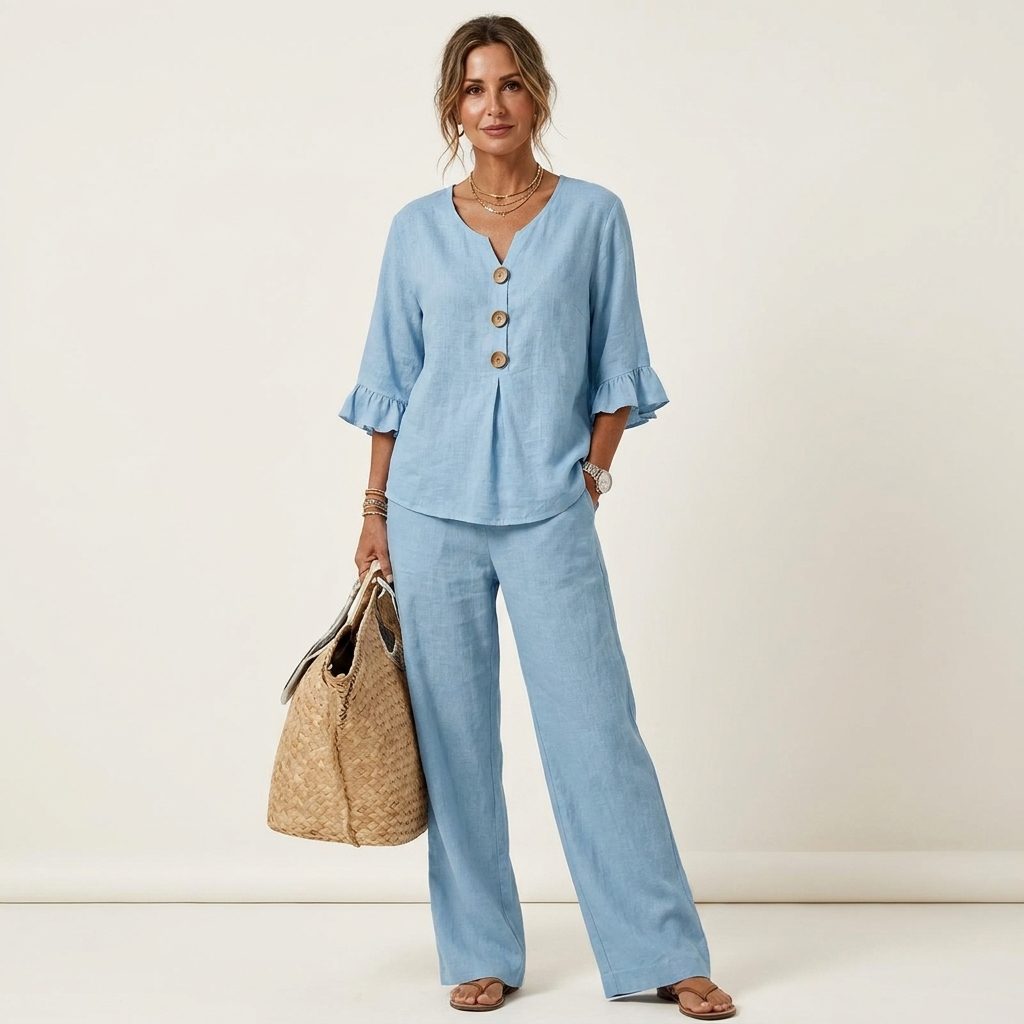 Zoya | Ruffle Sleeve Two-Piece Set
