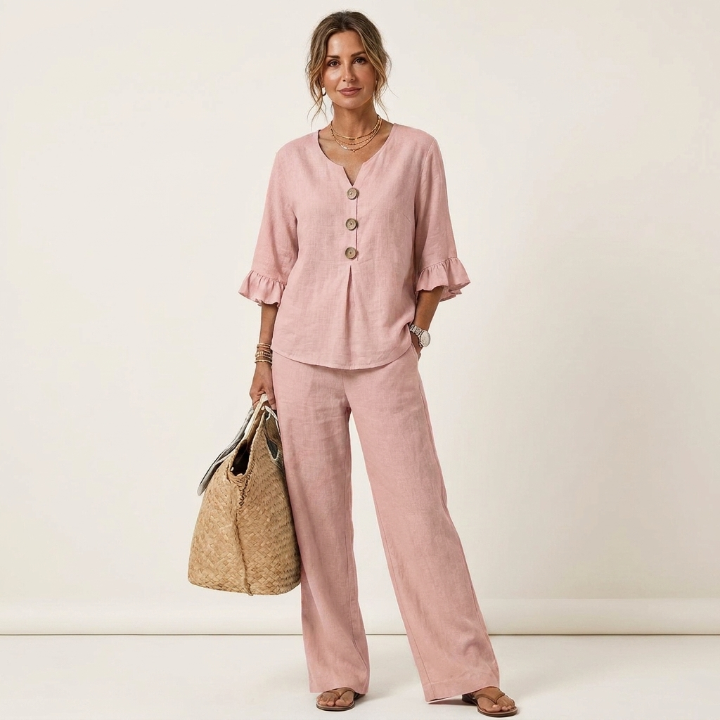 Zoya | Ruffle Sleeve Two-Piece Set