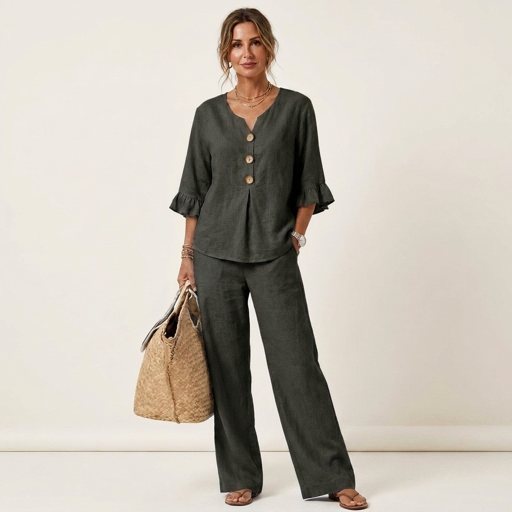Zoya | Ruffle Sleeve Two-Piece Set