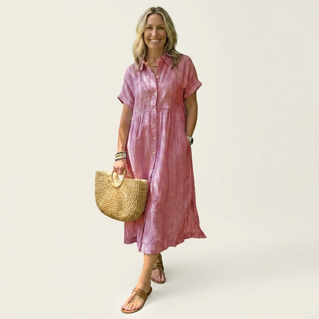 Celira | Loose Stripe Midi Dress