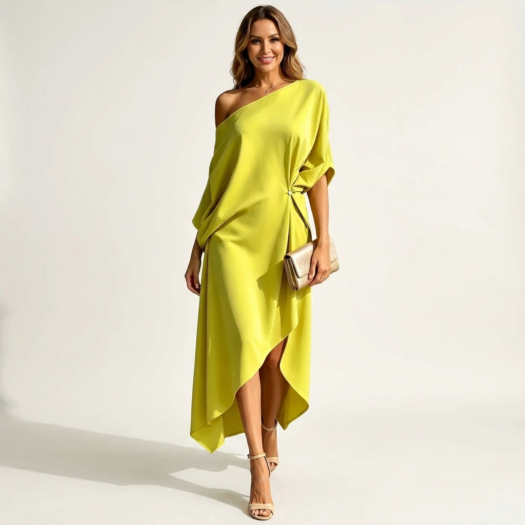 Orlean | Asymmetric Draped One-Shoulder Dress