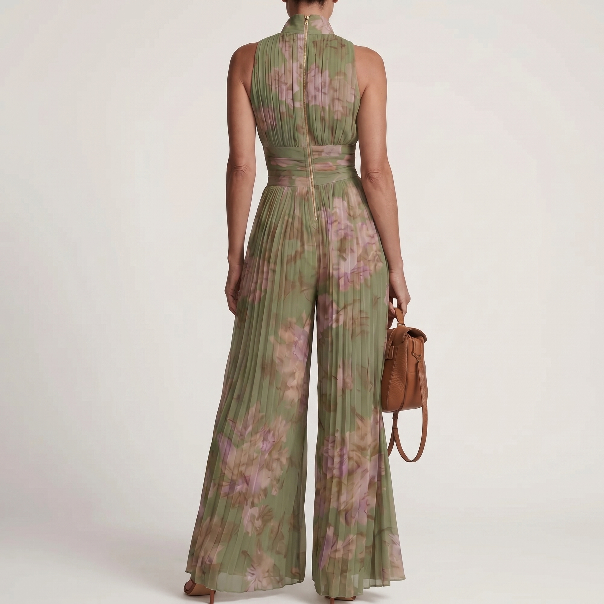 Tevrane | Pleated Wide-Leg Jumpsuit