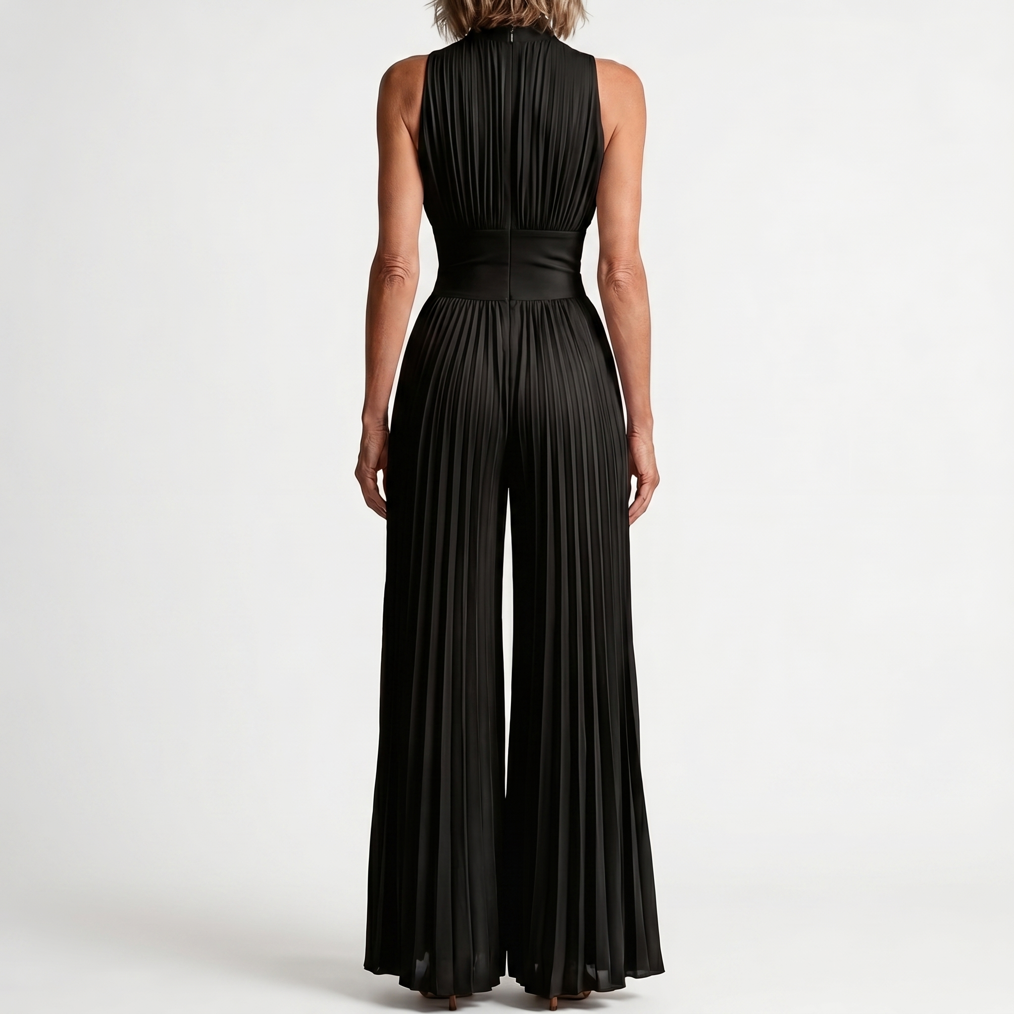 Tevrane | Pleated Wide-Leg Jumpsuit