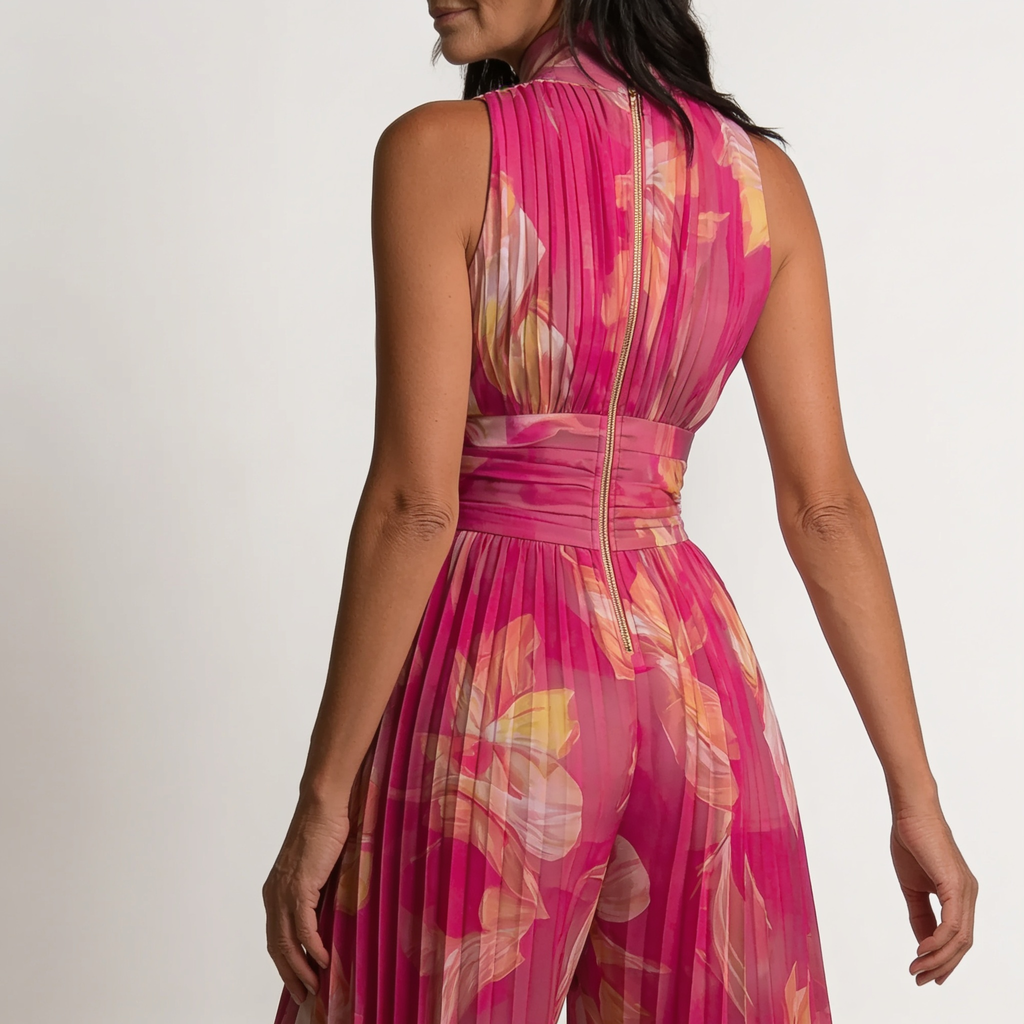 Tevrane | Pleated Wide-Leg Jumpsuit