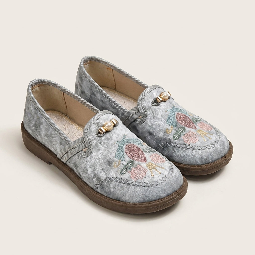 Celly | Embroidered Pearl-Trim Slip-On Loafer