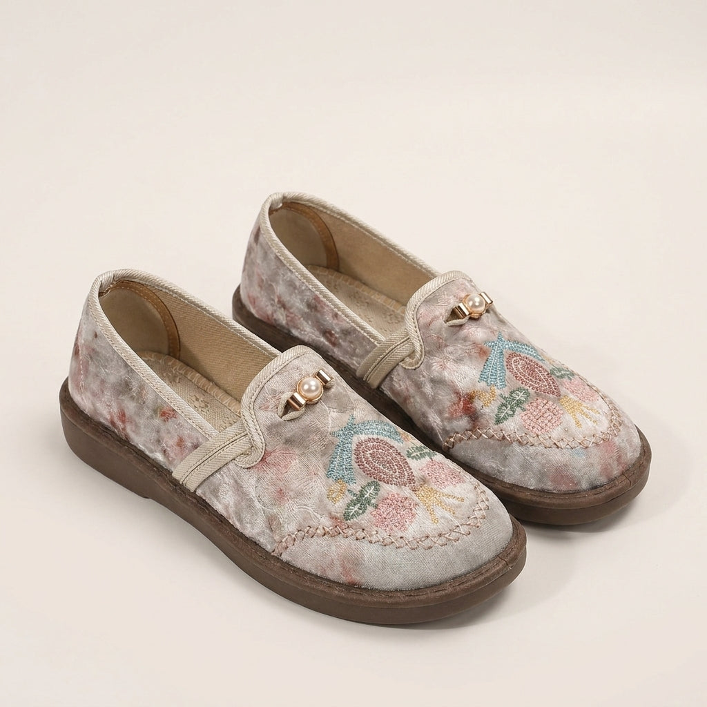 Celly | Embroidered Pearl-Trim Slip-On Loafer