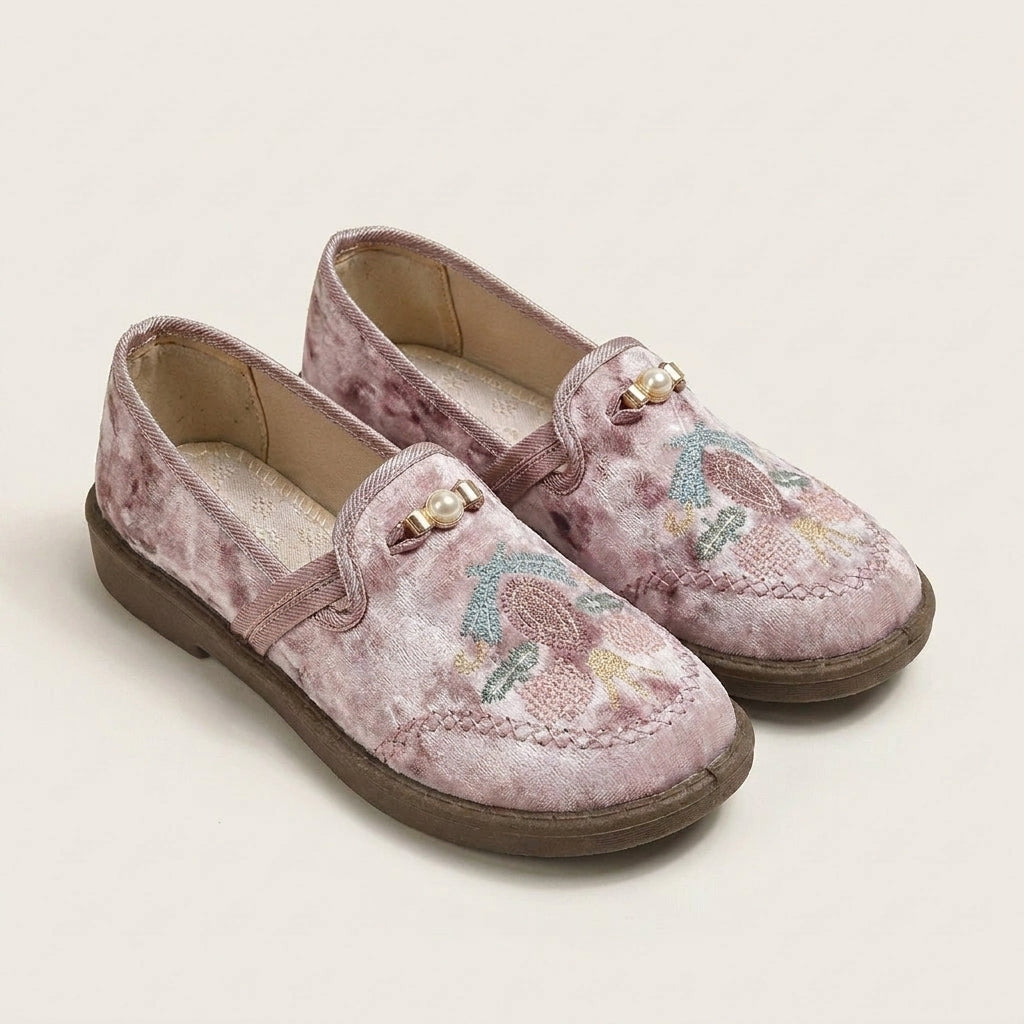 Celly | Embroidered Pearl-Trim Slip-On Loafer