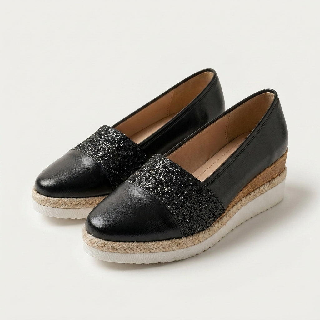 Tessa | Metallic Glitter Platform Wedge Slip-On
