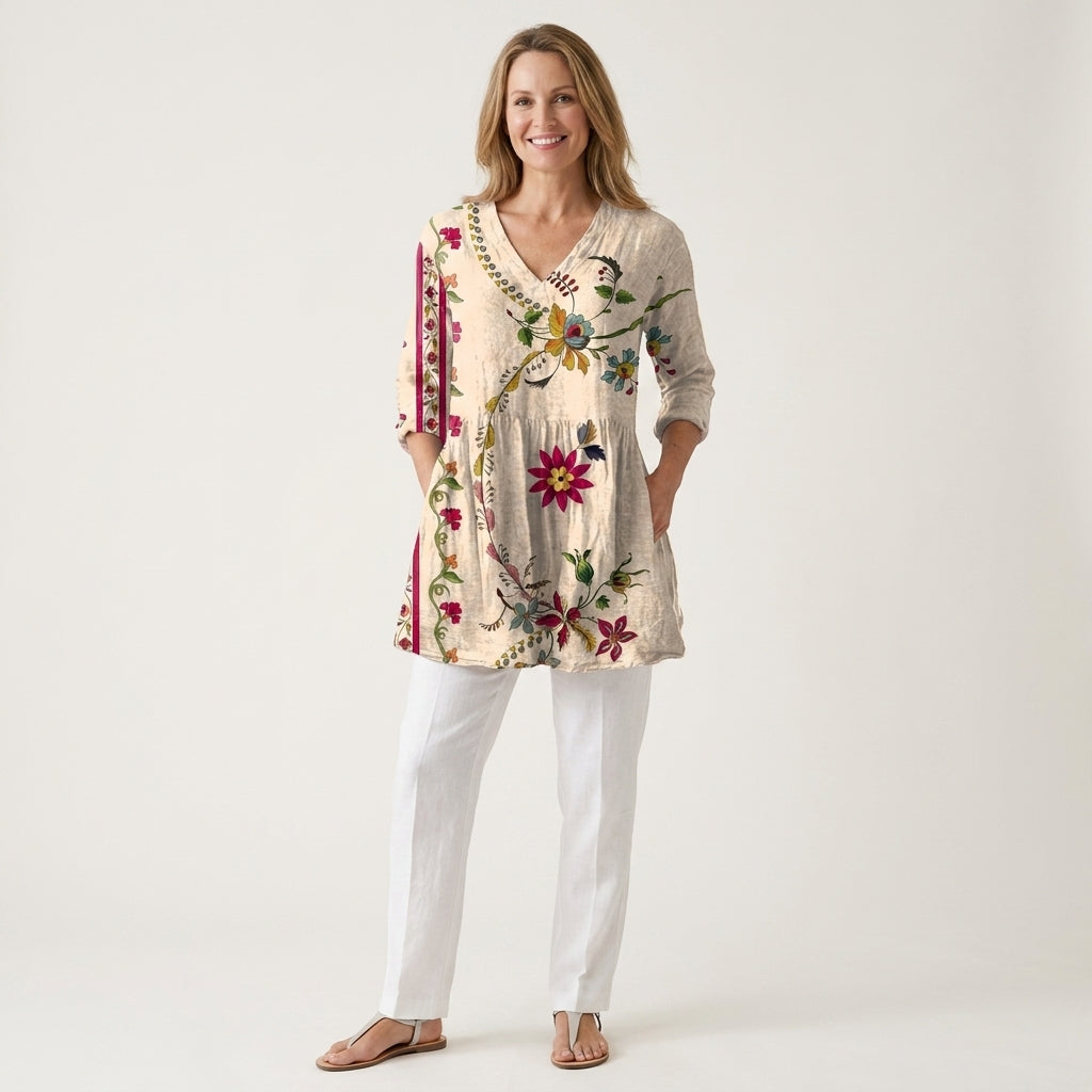 Clara | Long Blouse with V-Neck