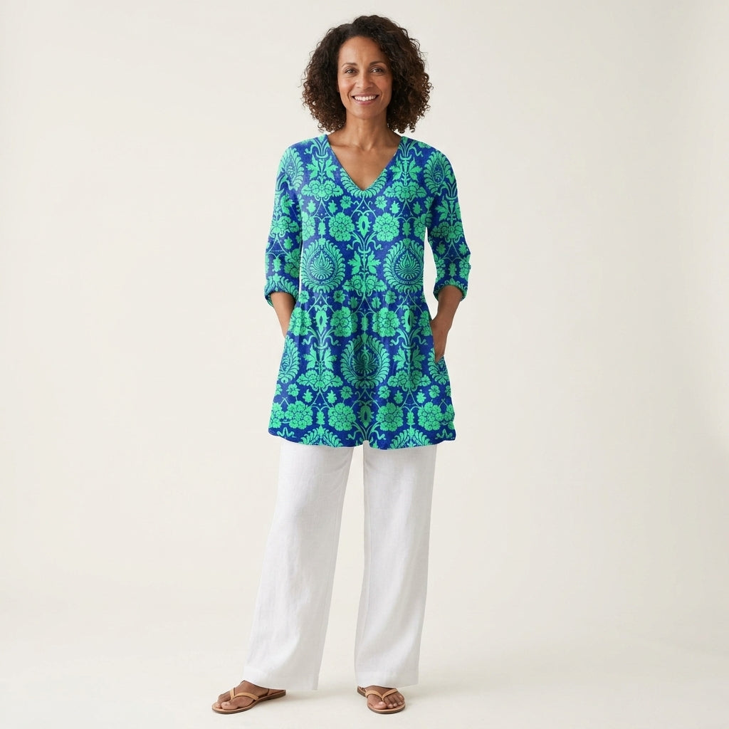 Ines | Long Blouse with V-Neck
