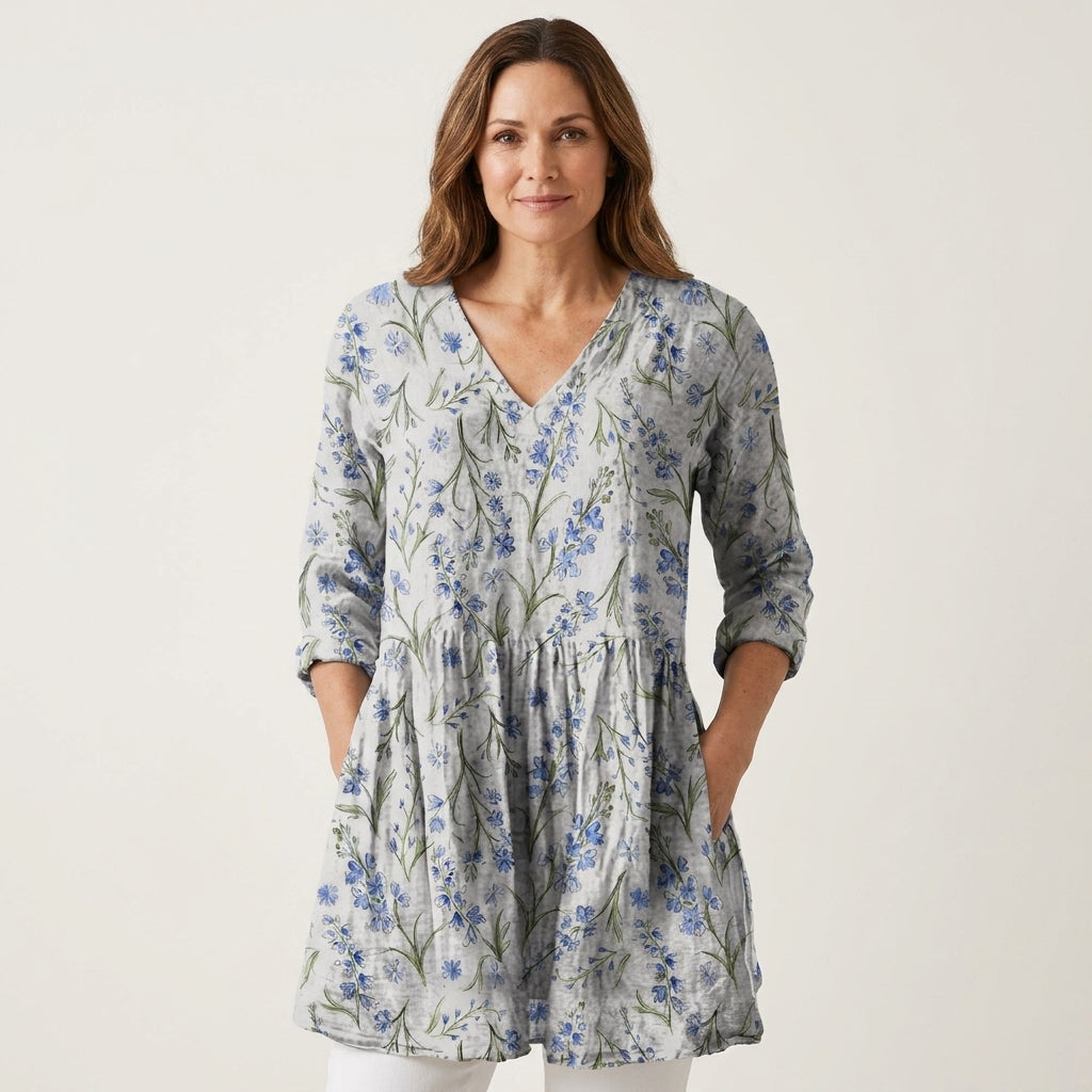 Jeanne | Long Blouse with V-Neck