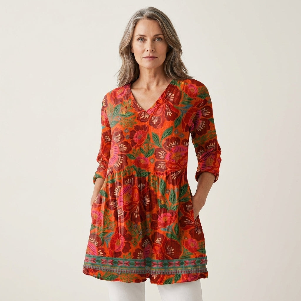 Marion | Long Blouse with V-Neck